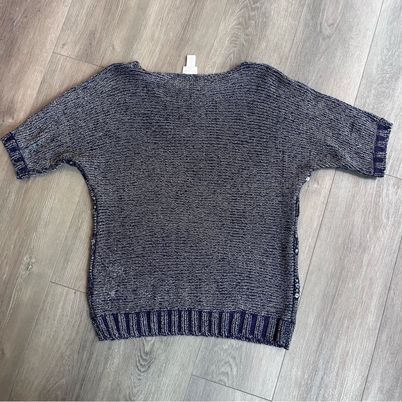 Chico's Navy and Silver Sequin Festive Sweater size 2 - Picture 6 of 10